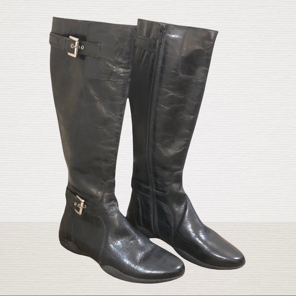 Brand New Geox Waterproof Black Distressed Leather Tall Boots - Picture 5 of 6